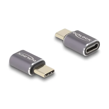 Delock USB Adapter 40 Gbps USB Type-C  PD 3.0 100 W csatlakozódugóval - csatlakozóhüvellyel, portkímélővel 8K 60 Hz fém