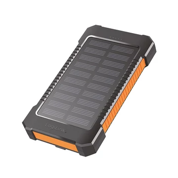 Logilink Napelemes power bank 8000 mAh, zseblámpa, 2x USB-A, narancs-fekete