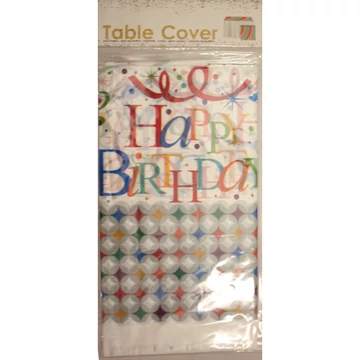 "Happy Birthday" feliratú csillagos party asztalterítő 180x110cm 