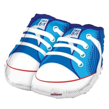 Kék babacipő fólia lufi 45cm 