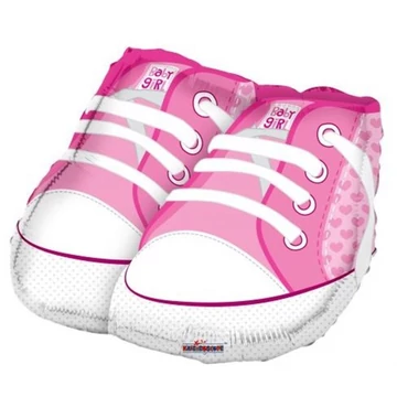 Rózsaszín babacipő fólia lufi 45cm 