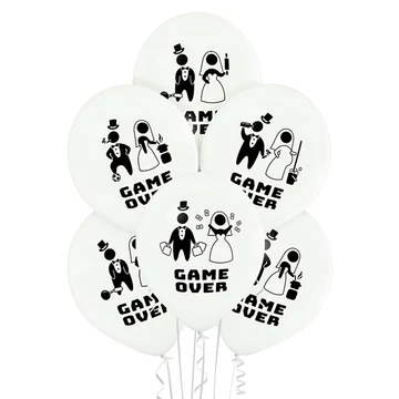 "Game over" feliratú fehér party lufi 6db 