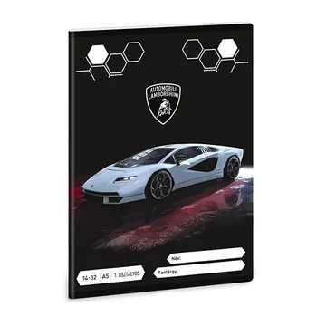Ars Una: Lamborghini szürke 1.osztályos vonalas füzet A/5 14-32