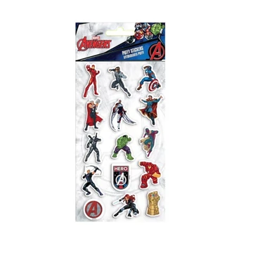 Marvel Bosszúállók 3D pufi matrica szett 10x22cm-es íven