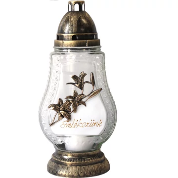 Kegyeleti mécses arany liliomos mintával felirattal 34,5 cm RZ-57