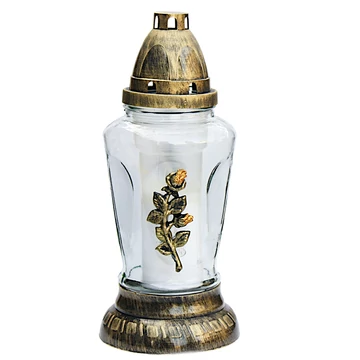 Kegyeleti mécses arany/ezüst rózsával 25cm RZ-26