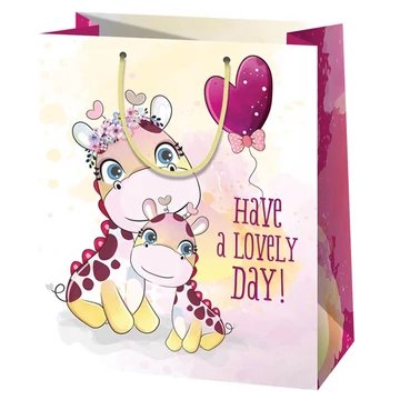 Zsiráf mintás nagy méretű ajándéktáska 27x14x33cm-es