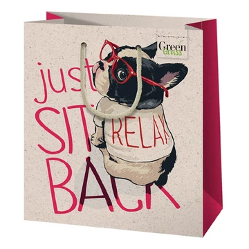 Green Grass Figyelő kutya mintás közepes méretű ajándéktáska 18x10x23cm