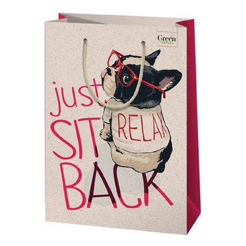 Green Grass Relax! kutyusos nagy méretű prémium ajándéktáska 26x14x33cm