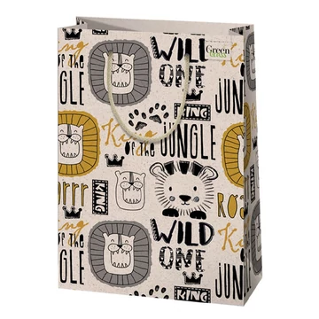 Green Grass Oroszlán mintás nagy méretű prémium ajándéktáska 26x14x33cm