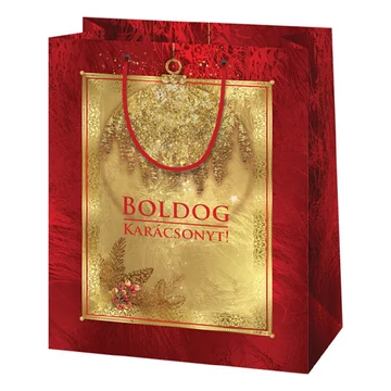 Boldog Karácsonyt feliratos normál méretű exkluzív ajándéktáska 11x6x15cm