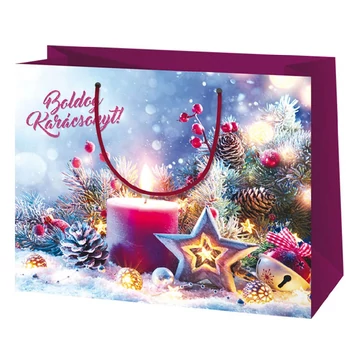 Boldog Karácsonyt! feliratos nagy méretű exkluzív ajándéktáska 27x14x33cm