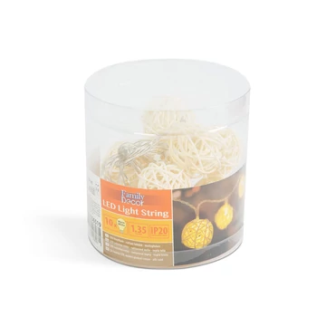 Karácsonyi LED-es labdás fényfüzér melegfehér színben 1,35M 56519