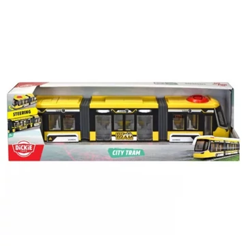 Dickie Toys: Siemens Combino sárga városi villamos kormányzással és nyitható ajtókkal - Simba Toys