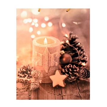 Ajándéktáska Karácsonyi gyertya mintázattal 26x32x12,5cm