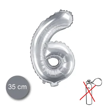 Party évszámos fólialufi ezüst színű 6-os 35cm