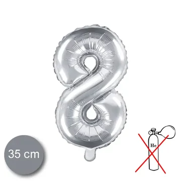 Party évszámos fólialufi ezüst színű 8-as 35cm