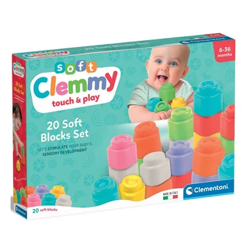 Clemmy: Touch & Play puha színes építőkocka 20db-os szett - Clementoni