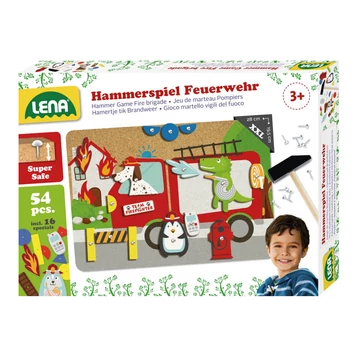 LENA: Kalapálós parafatábla játékszett - Tűzoltóság