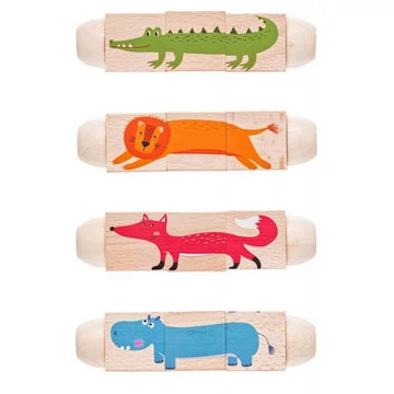 Állatos kocka kirakó fajáték - Woodyland