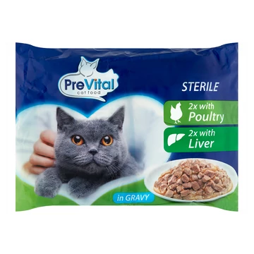Prevital sterile baromfi-májas alutasakos macskaeledel 4x100g