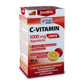 JutaVit C-vitamin 1000 mg Forte rágótabletta + D3-vitamin + csipkebogyó kivonat 60db