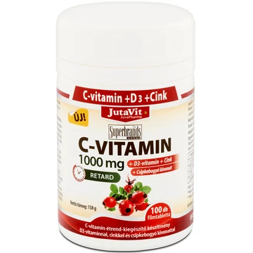JutaVit C-vitamin 1000 mg + D3 + Cink retard filmtabletta csipkebogyóval 100db