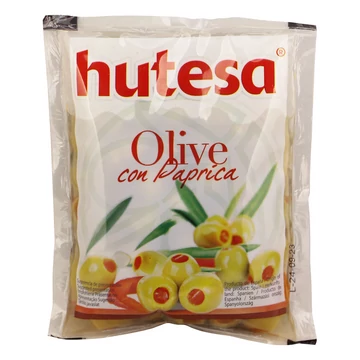 Hutesa paprikakrémmel töltött zöld magozott olajbogyó enyhén sós lében 180 g