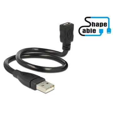 Delock kábel USB 2.0 Type-A apa > USB 2.0 Micro-B anya ShapeCable 0,35 m