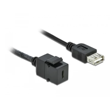 Delock Keystone modul, USB 2.0 C-csatlakozóhüvely > USB 2.0 A-csatlakozóhüvely, kábellel