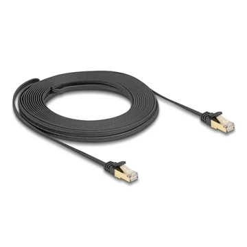 Delock RJ45 lapos hálózati kábel fonott borítással Cat.6A U/FTP apa - apa 10 m fekete