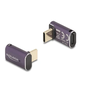 Delock USB Adapter 40 Gbps USB Type-C  PD 3.1 240 W csatlakozódugóval - csatlakozóhüvellyel, ívelt 8K 60 Hz fém