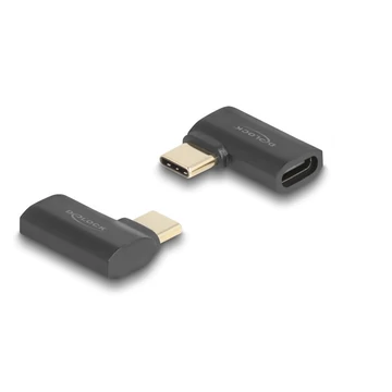 Delock USB Adapter 40 Gbps USB Type-C  PD 3.1 240 W csatlakozódugóval - csatlakozóhüvellyel, ívelt bal / jobb 8K 60 Hz