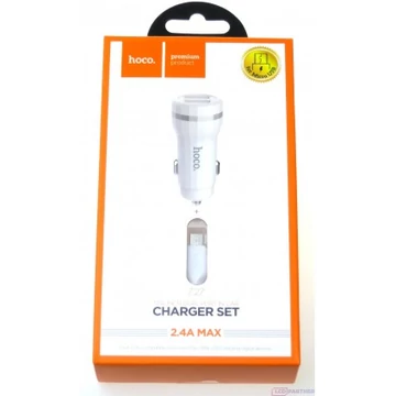 HOCO autós töltő "Z27 Staunch" dual port töltőadapter 1m-es Micro kábellel