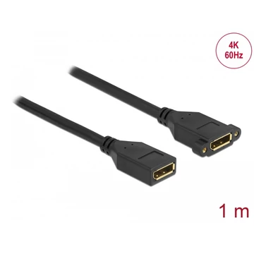 Delock DisplayPort 1.2 kábel csatlakozóhüvellyel - csatlakozóhüvellyel panelrögzítés 4K 60 Hz 1 m