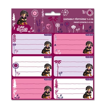 Ars Una: Cuki állatok - Kutyás csomagolt füzetcímke 3x6db-os