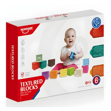 Happy World: 12 db-os tapintásfejlesztő puha építőkocka szett