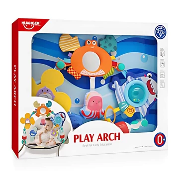 Happy World: Kiságyra vagy babakocsira rögzíthető tengeri állatos játék boltív 48x36cm