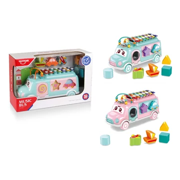 Music World: Formabedobós készségfejlesztő busz xilofonnal