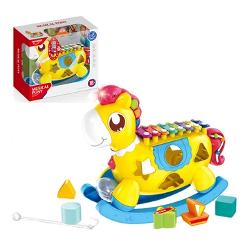 Music World: Készségfejlesztő formabedobós hintaló xilofonnal és fénnyel