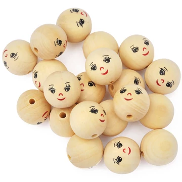 PlayBox: Fa golyók különböző arcokkal 22mm-es átmérő 20db