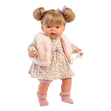 Llorens: Joelle 38cm-es baba hanggal szőrös mellényben