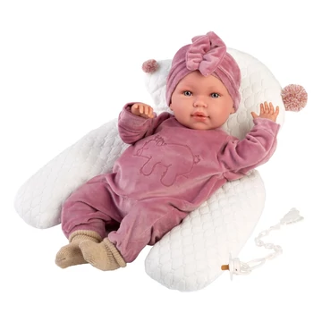 Llorens: Mimi Llorana 42cm-es baba hanggal, macis kezeslábasban párnával