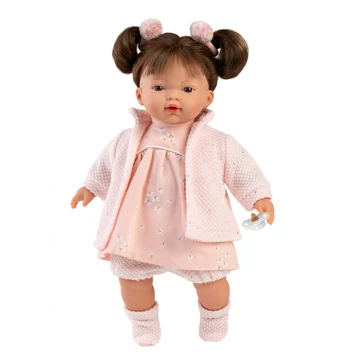 Llorens: Vera 33cm-es baba hanggal rózsaszín ruhában