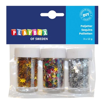 PlayBox: Dekorációs csillagok különböző színekben 3x12g-os csomag