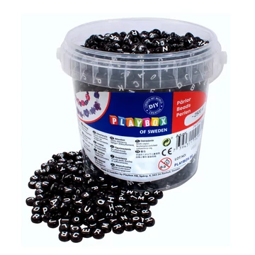 PlayBox: Fekete betűs kerek gyöngy szett 2500 db-os