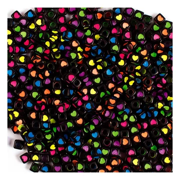 PlayBox: Fekete műanyag szívecskés gyöngy szett 300db-os