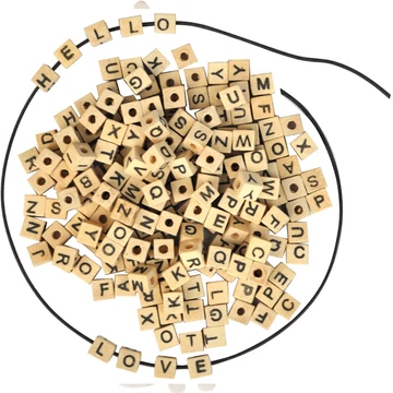 PlayBox: Natúr fa fűzhető betűkockák 7x7mm-es méretben 300db-os csomag