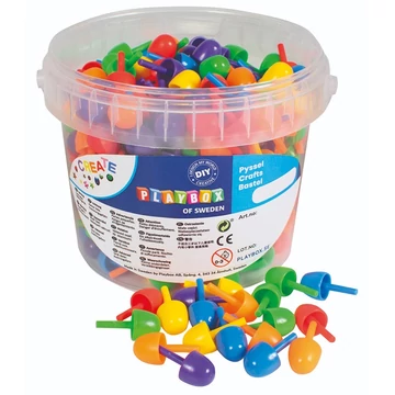 PlayBox: Színes közepes méretű mozaik pötyi 125 db-os szett vödörben 1,5cm