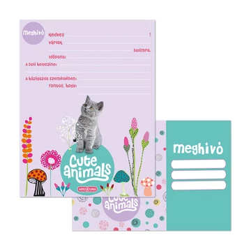 Ars Una: Cute Animals - Kitten cicás 10 db-os meghívó szett borítékkal